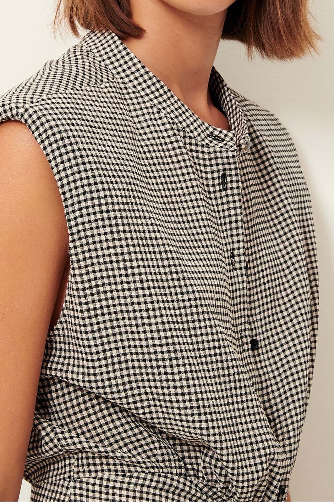 Young Ideas/Henmores - Bellacala Gingham Ruched Dress - White/Black - XS