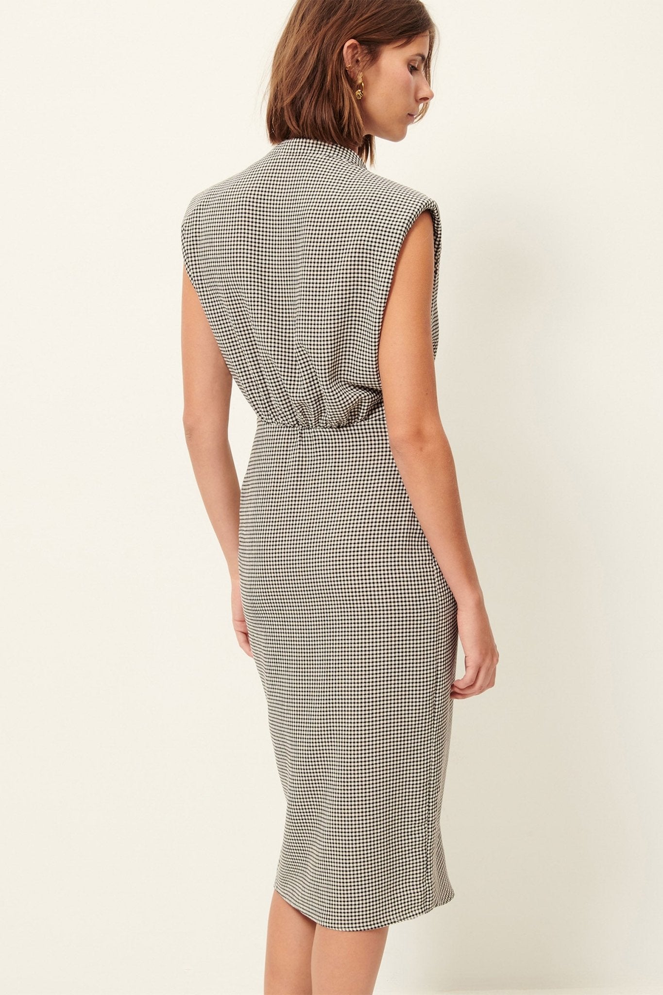 Young Ideas/Henmores - Bellacala Gingham Ruched Dress - White/Black - XS