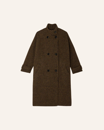Young Ideas & Henmores -Bleechecks Check Coat -Selvawood Brown -XS