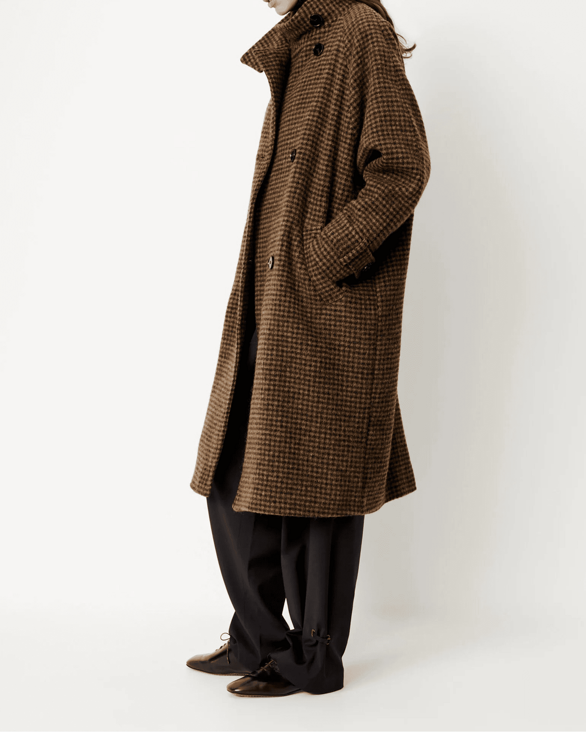 Young Ideas & Henmores -Bleechecks Check Coat -Selvawood Brown -XS