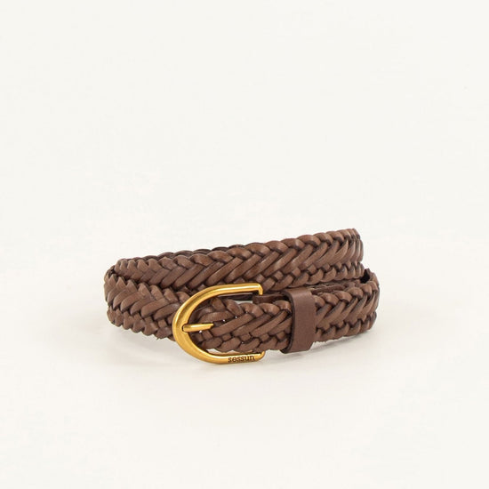 Young Ideas/Henmores - Bonito Crosshatch Leather Belt - Deep Coffee - S