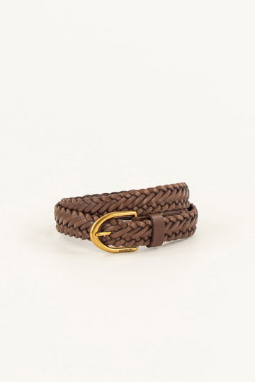 Young Ideas/Henmores - Bonito Crosshatch Leather Belt - Deep Coffee - S