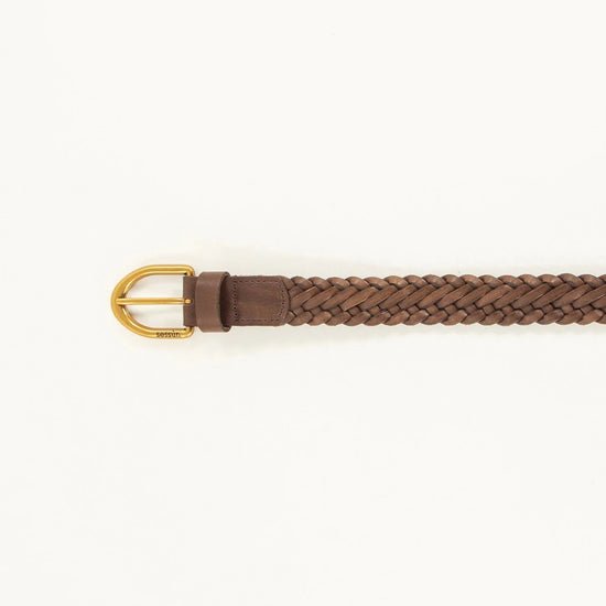 Young Ideas/Henmores - Bonito Crosshatch Leather Belt - Deep Coffee - S