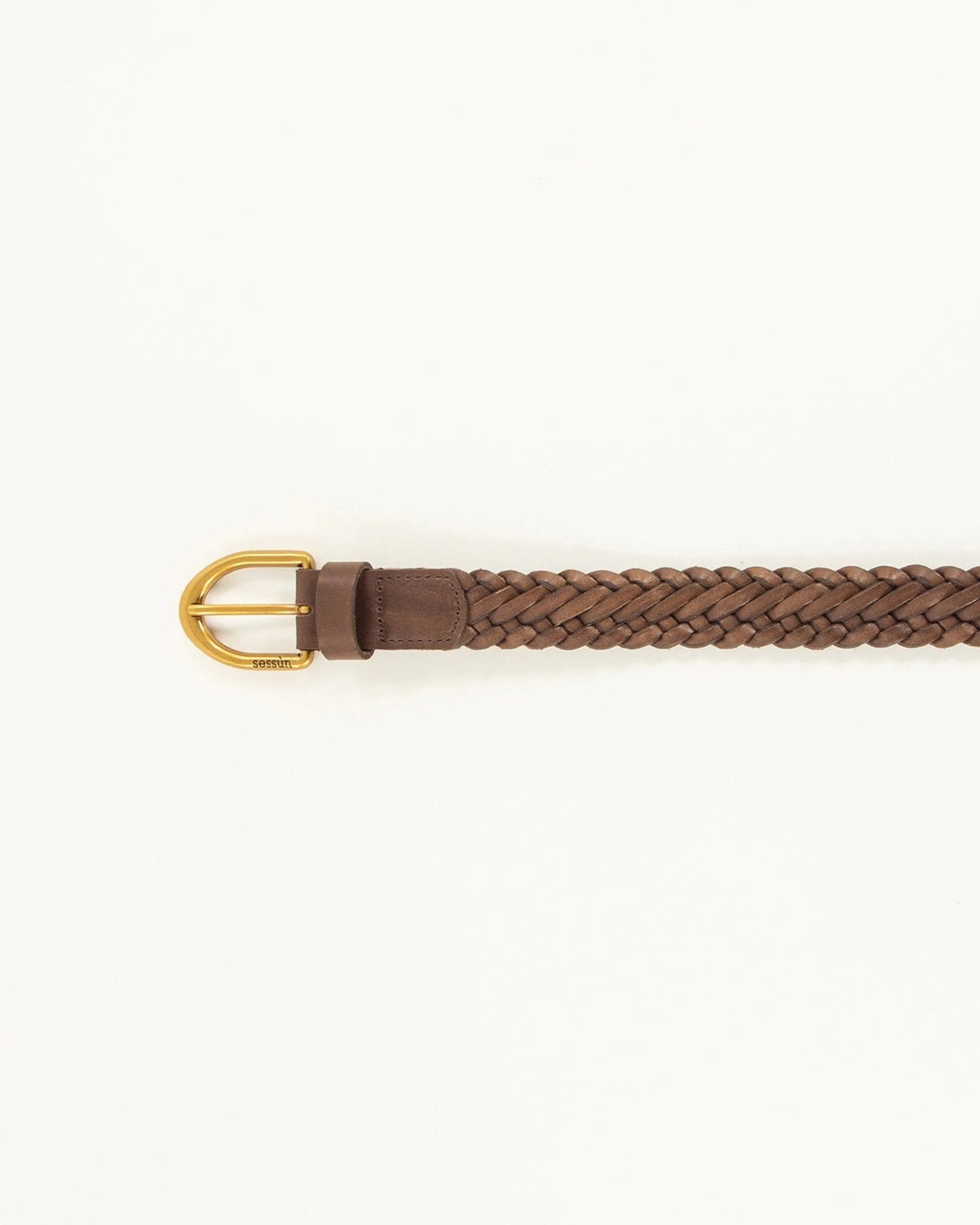 Young Ideas/Henmores - Bonito Crosshatch Leather Belt - Deep Coffee - S