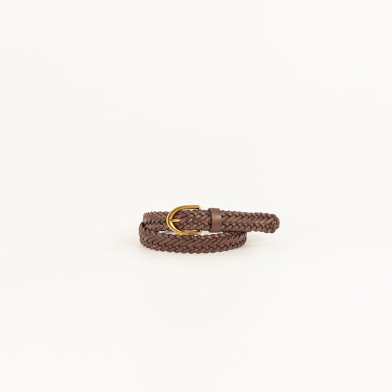 Young Ideas/Henmores - Bonito Crosshatch Leather Belt - Deep Coffee - S