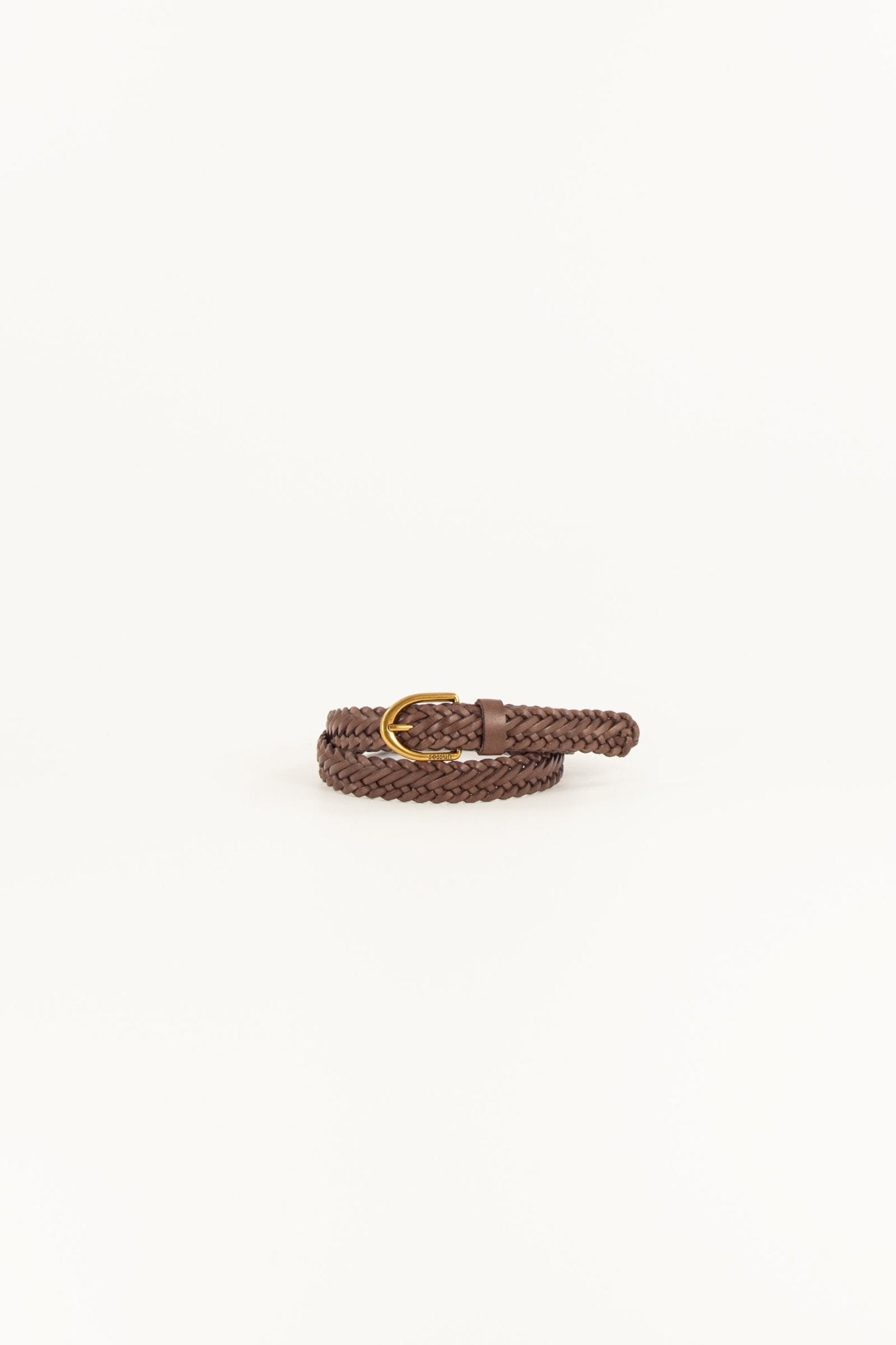 Young Ideas/Henmores - Bonito Crosshatch Leather Belt - Deep Coffee - S
