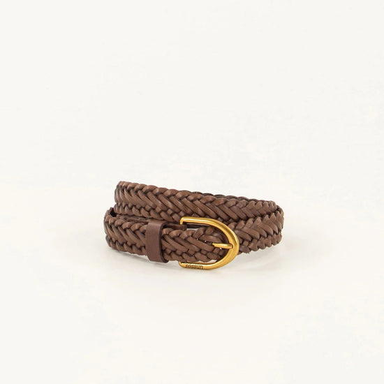 Young Ideas/Henmores - Bonito Crosshatch Leather Belt - Deep Coffee - S