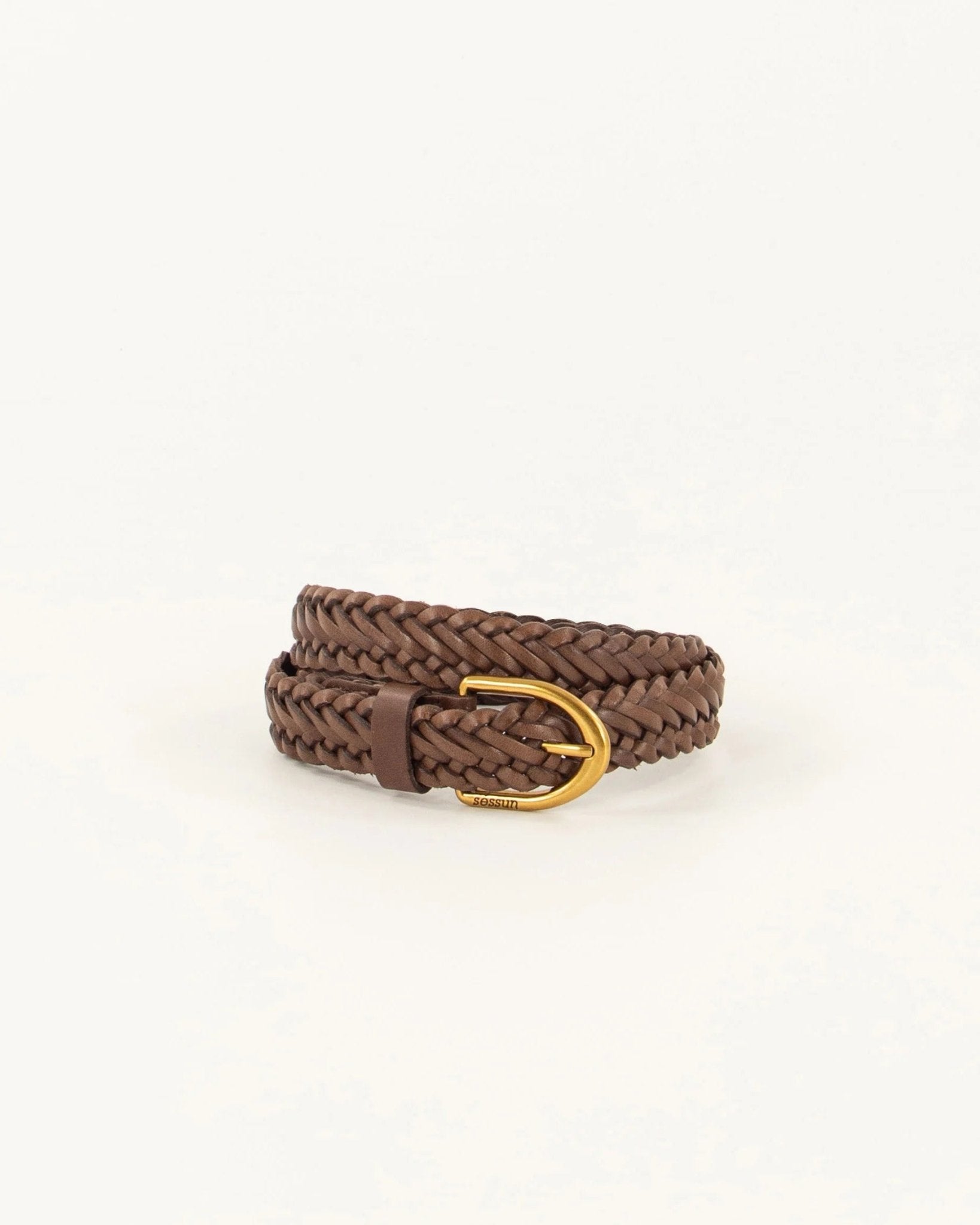 Young Ideas/Henmores - Bonito Crosshatch Leather Belt - Deep Coffee - S