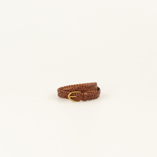 Young Ideas/Henmores - Bonito Crosshatch Leather Belt - Deep Coffee - S