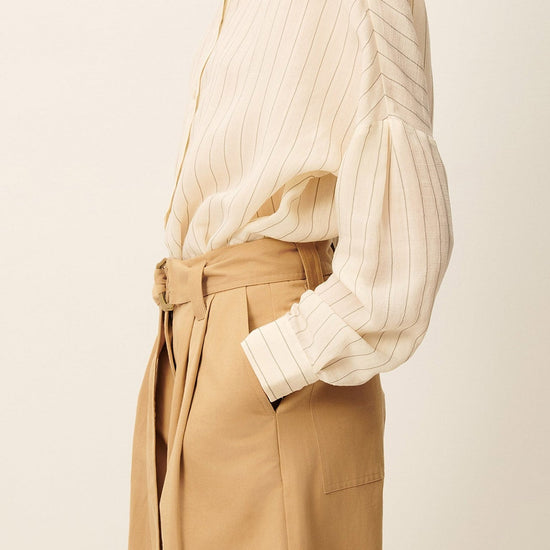 Young Ideas/Henmores - Botan Striped Relaxed Shirt - Milky White - XS