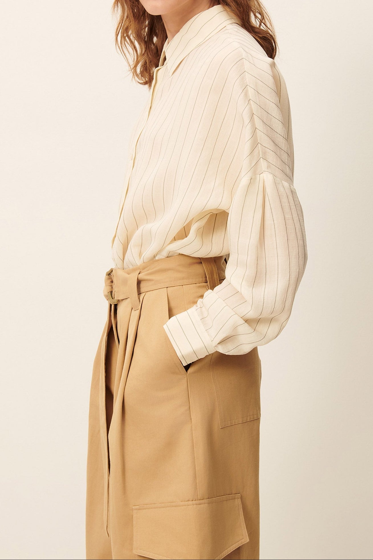 Young Ideas/Henmores - Botan Striped Relaxed Shirt - Milky White - XS