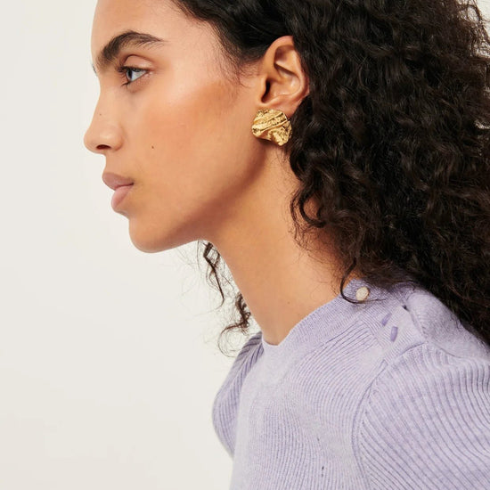 Young Ideas/Henmores - Brittae Dore Crinkle Earrings - Gold - OS