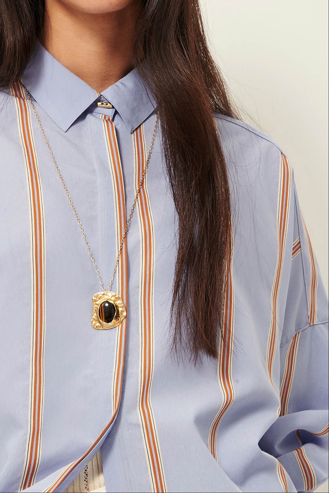 Young Ideas/Henmores - Celona Striped Oversize Shirt - Sky Blue - XS