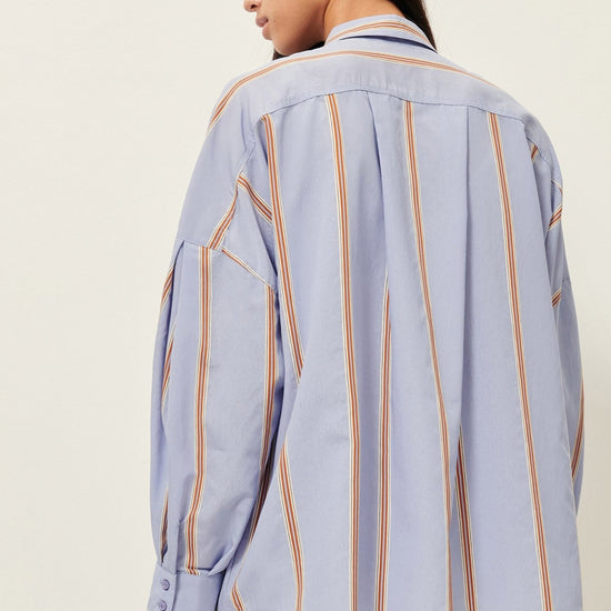 Young Ideas/Henmores - Celona Striped Oversize Shirt - Sky Blue - XS