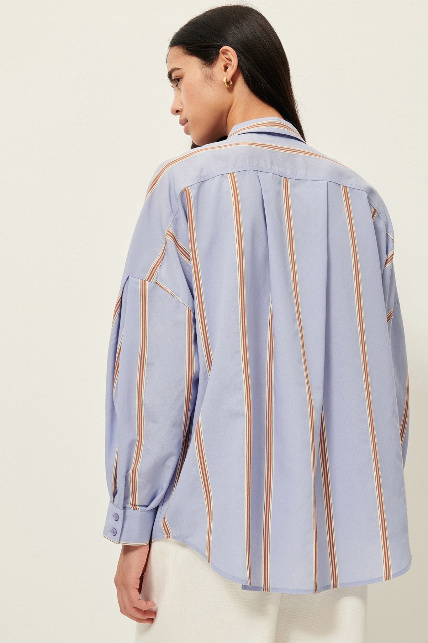 Young Ideas/Henmores - Celona Striped Oversize Shirt - Sky Blue - XS