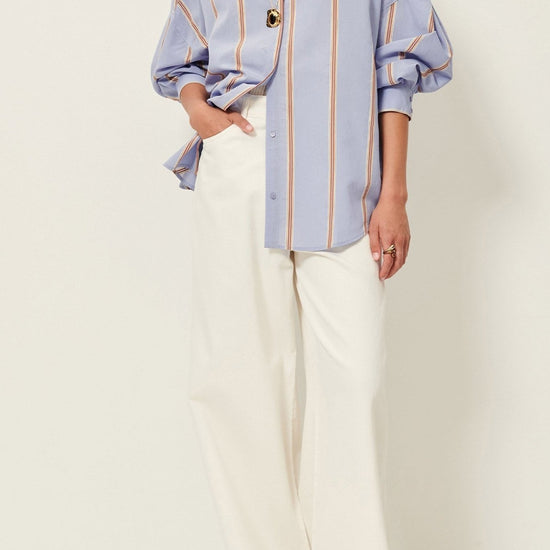 Young Ideas/Henmores - Celona Striped Oversize Shirt - Sky Blue - XS