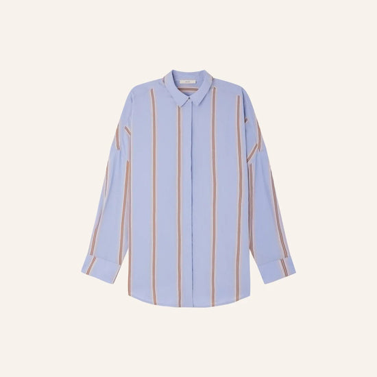 Young Ideas/Henmores - Celona Striped Oversize Shirt - Sky Blue - XS