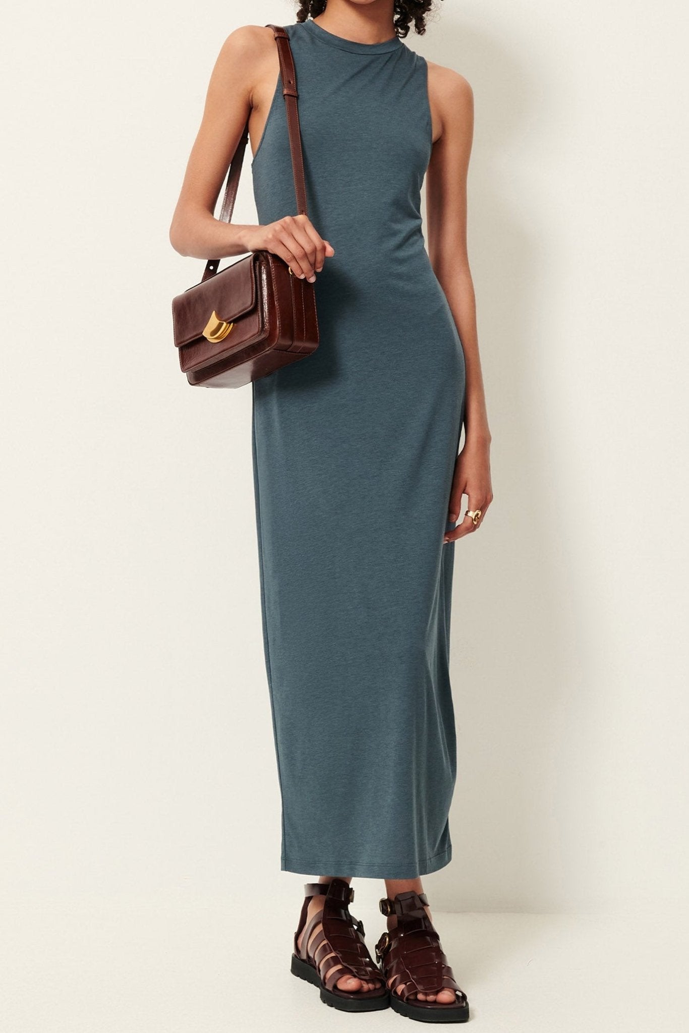 Young Ideas/Henmores - Danae Drop Back Midi Dress - Dark Grey - XS