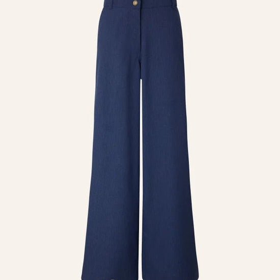 Young Ideas/Henmores - Dasum Pinstripe Wide Leg Trousers - Blazer Blue - 8