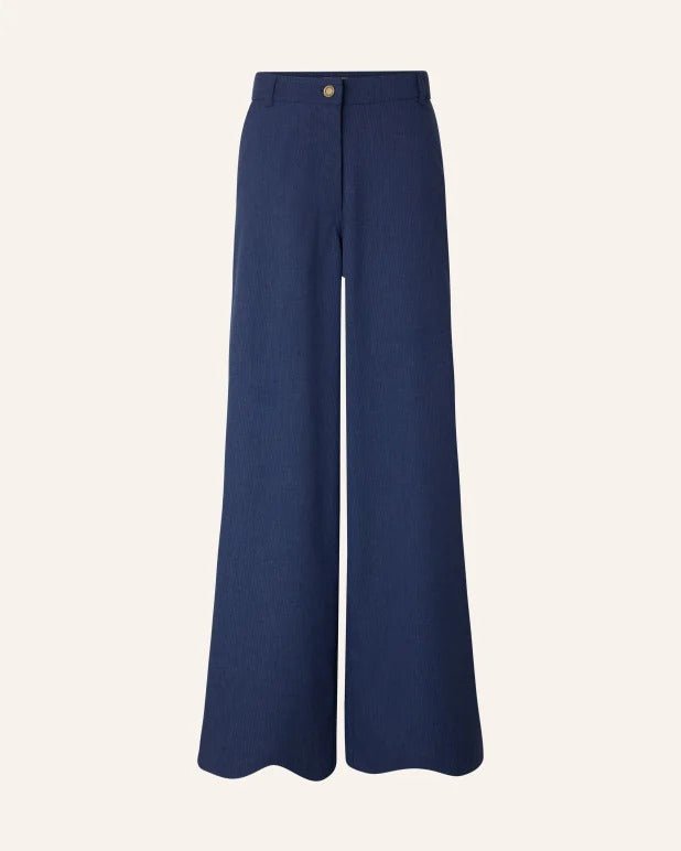 Young Ideas/Henmores - Dasum Pinstripe Wide Leg Trousers - Blazer Blue - 8