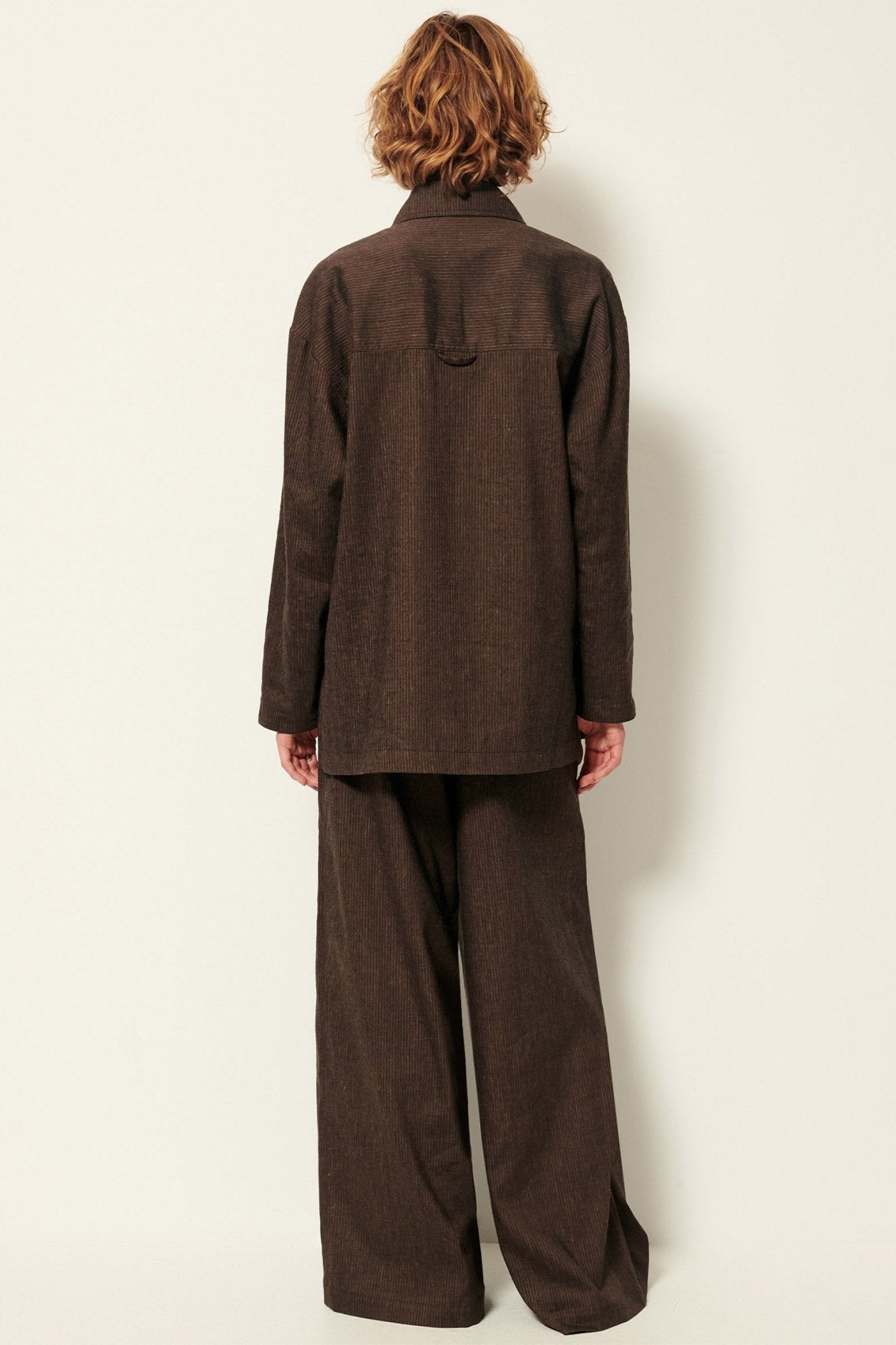 Young Ideas/Henmores - Dasum Pinstripe Wide Leg Trousers - Cafe Do Mato - 8