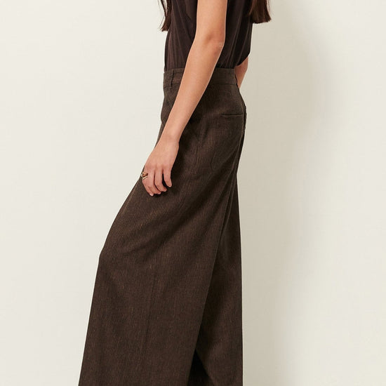 Young Ideas/Henmores - Dasum Pinstripe Wide Leg Trousers - Cafe Do Mato - 8