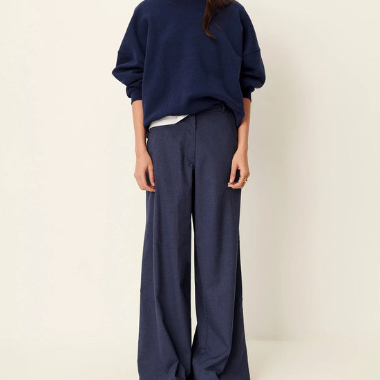 Young Ideas/Henmores - Dasum Pinstripe Wide Leg Trousers - Blazer Blue - 8