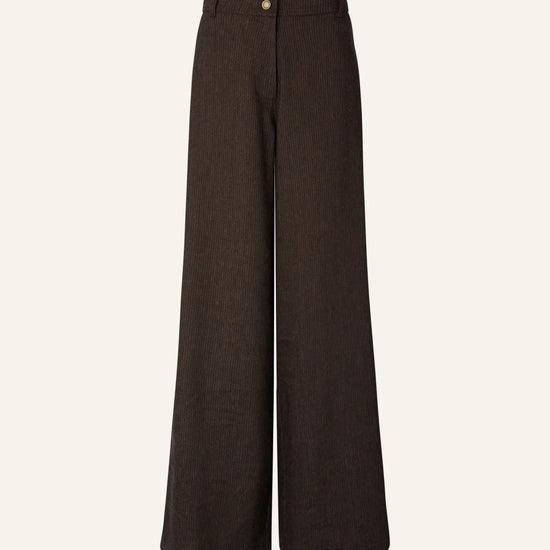 Young Ideas/Henmores - Dasum Pinstripe Wide Leg Trousers - Cafe Do Mato - 8