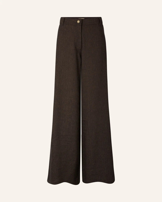Young Ideas/Henmores - Dasum Pinstripe Wide Leg Trousers - Cafe Do Mato - 8