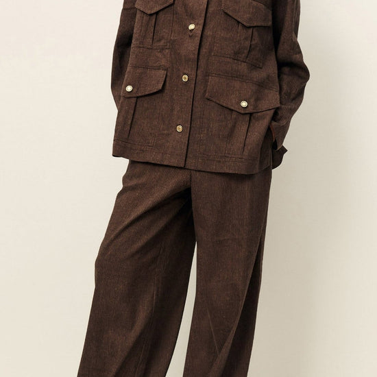 Young Ideas/Henmores - Dasum Pinstripe Wide Leg Trousers - Cafe Do Mato - 8