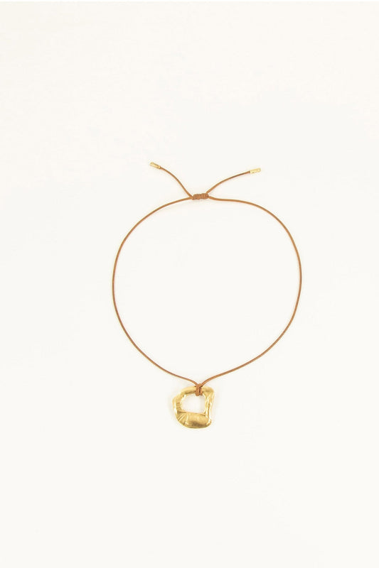 Young Ideas/Henmores - Drew Pendant Cotton Long Necklace - Brown/Gold - OS