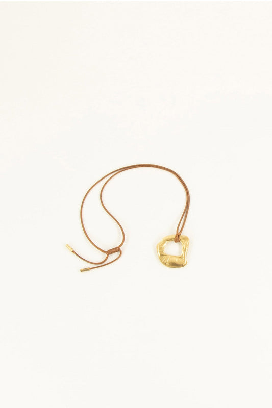 Young Ideas/Henmores - Drew Pendant Cotton Long Necklace - Brown/Gold - OS