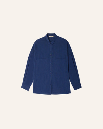 Young Ideas/Henmores - Fontania A Pinstripe Oversize Shirt - Blazer Blue - XS