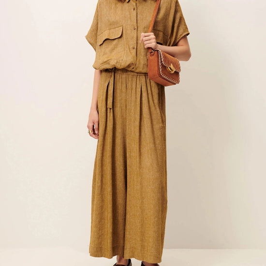 Young Ideas/Henmores - Isla Minima Relaxed Wide Leg Trousers - Pampa Tan - 8