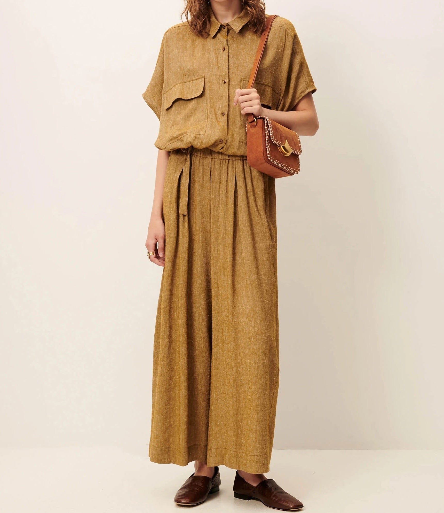 Young Ideas/Henmores - Isla Minima Relaxed Wide Leg Trousers - Pampa Tan - 8