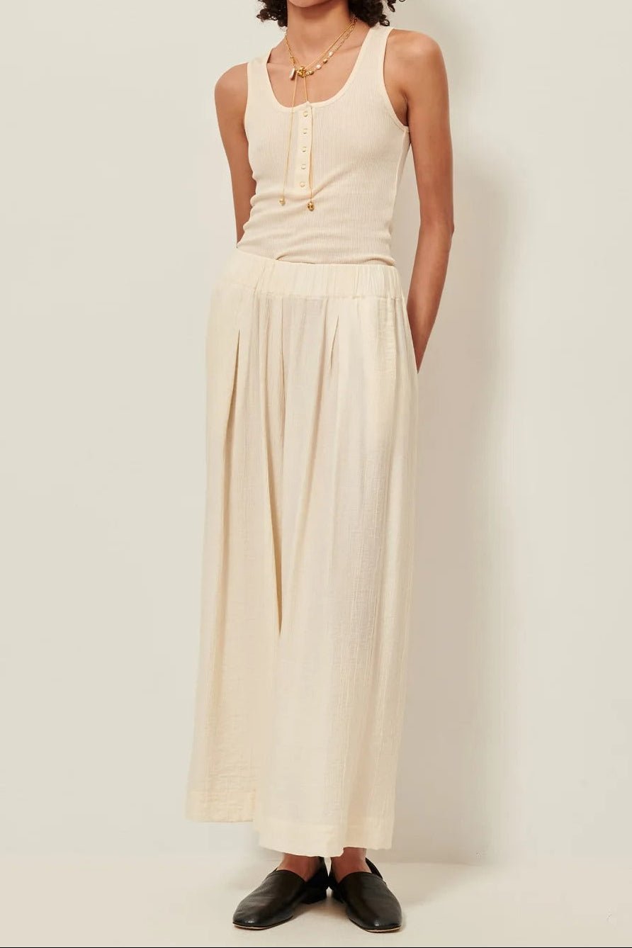 Young Ideas/Henmores - Isla Minima Relaxed Wide Leg Trousers - Cream - 8