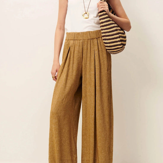 Young Ideas/Henmores - Isla Minima Relaxed Wide Leg Trousers - Pampa Tan - 8