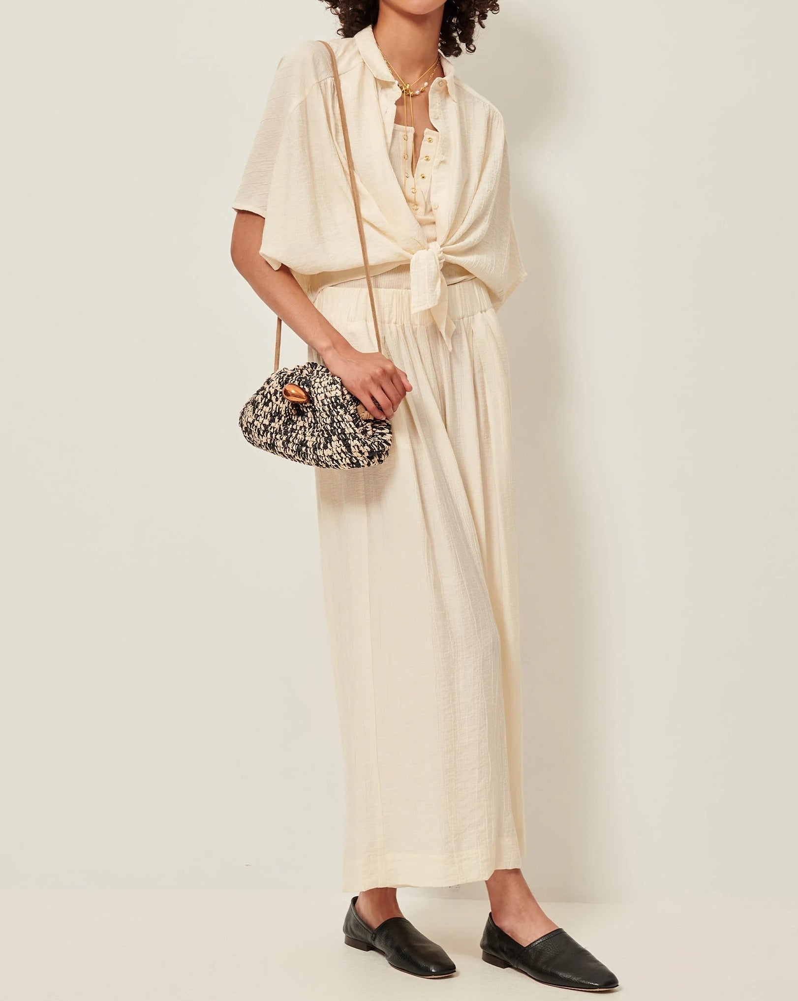 Young Ideas/Henmores - Isla Minima Relaxed Wide Leg Trousers - Cream - 8