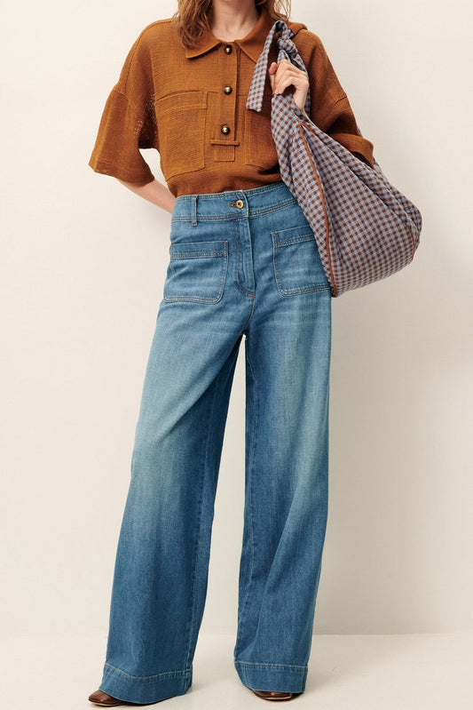 Young Ideas/Henmores - Manhablue Relaxed Flare Jeans - Bay Blue - 8