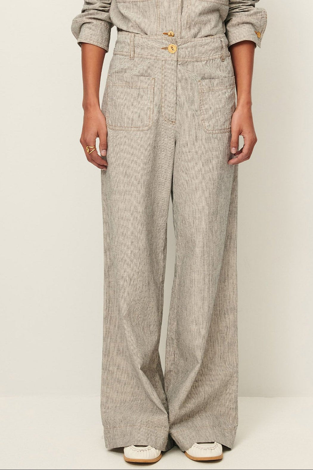 Young Ideas/Henmores - Manhatti Wide Leg Double Pocket Trousers - Carbonella Blue - 8
