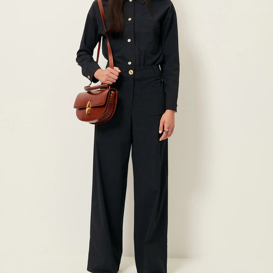 Young Ideas/Henmores - Manhatti Wide Leg Double Pocket Trousers - Carbonella Blue - 8