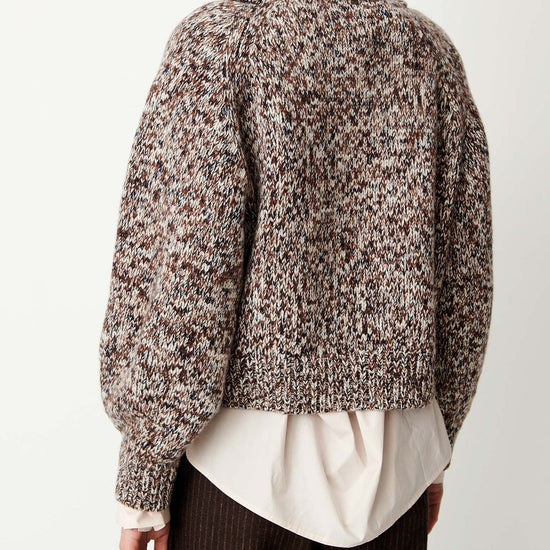 Young Ideas & Henmores -Mannrey Wool High Neck Jumper -White/Brown -S