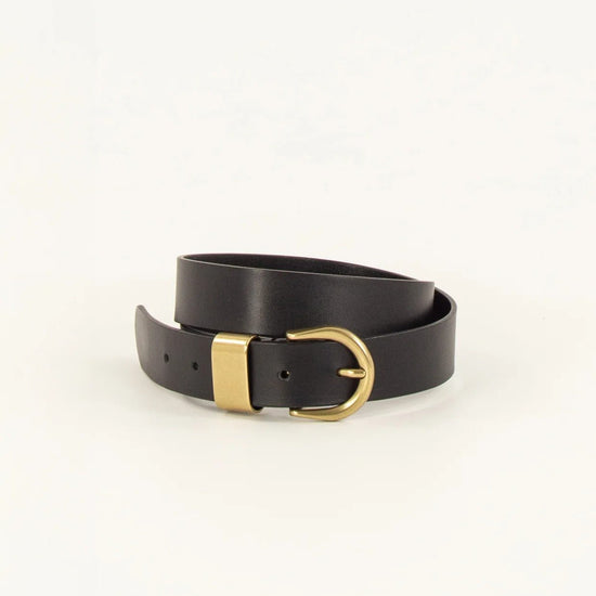 Young Ideas/Henmores - Miloa Gold Buckle Leather Belt - Black - S