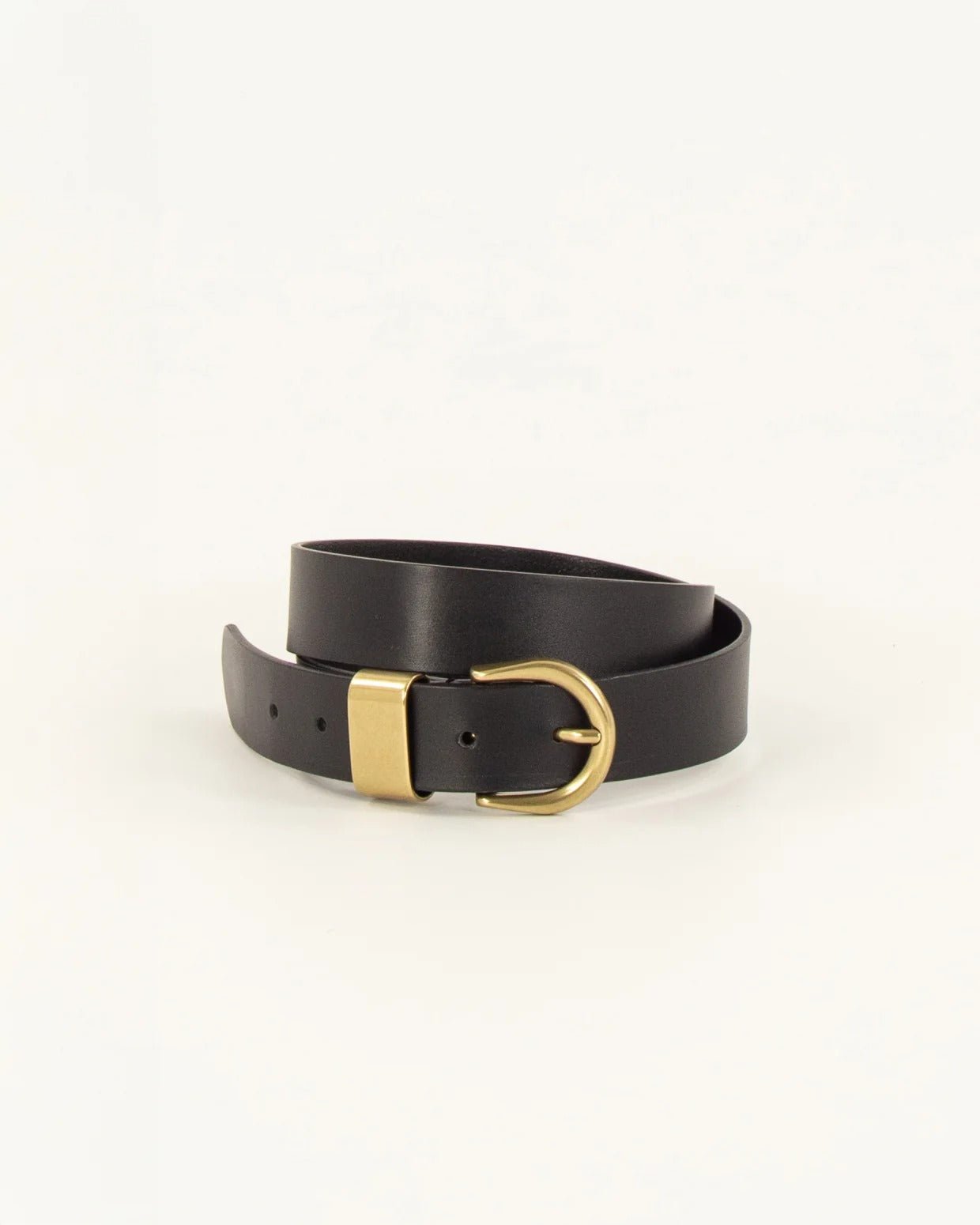 Young Ideas/Henmores - Miloa Gold Buckle Leather Belt - Black - S