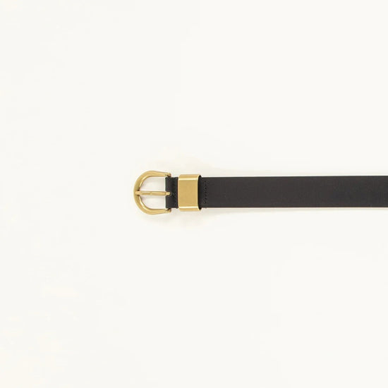 Young Ideas/Henmores - Miloa Gold Buckle Leather Belt - Black - S