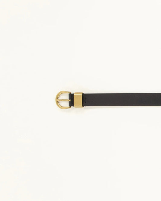 Young Ideas/Henmores - Miloa Gold Buckle Leather Belt - Black - S