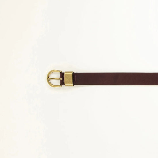 Young Ideas/Henmores - Miloa Gold Buckle Leather Belt - Burgundy - S