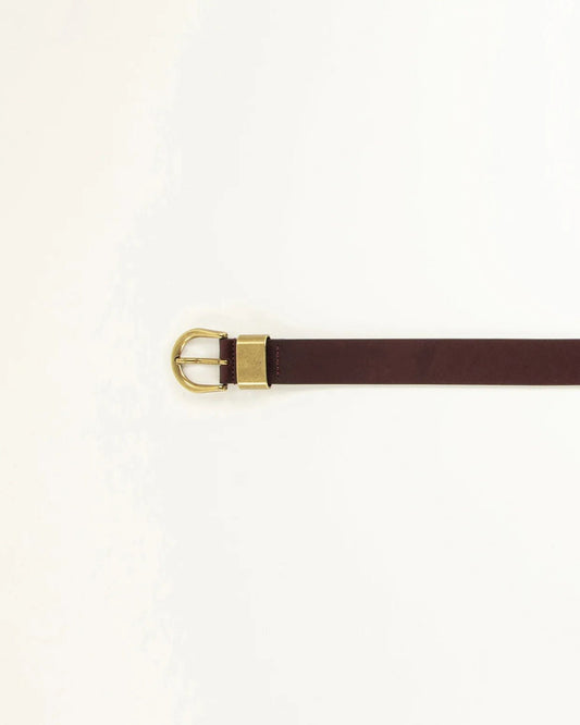 Young Ideas/Henmores - Miloa Gold Buckle Leather Belt - Burgundy - S