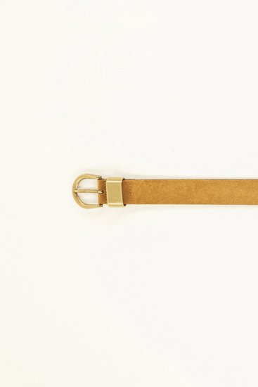 Young Ideas & Henmores -Miloa Gold Buckle Suede Belt -Noccio -S