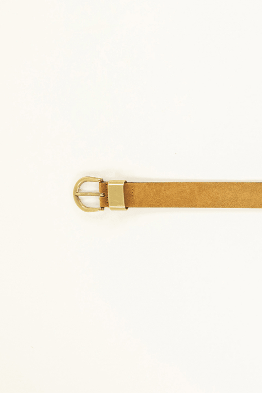 Young Ideas & Henmores -Miloa Gold Buckle Suede Belt -Noccio -S